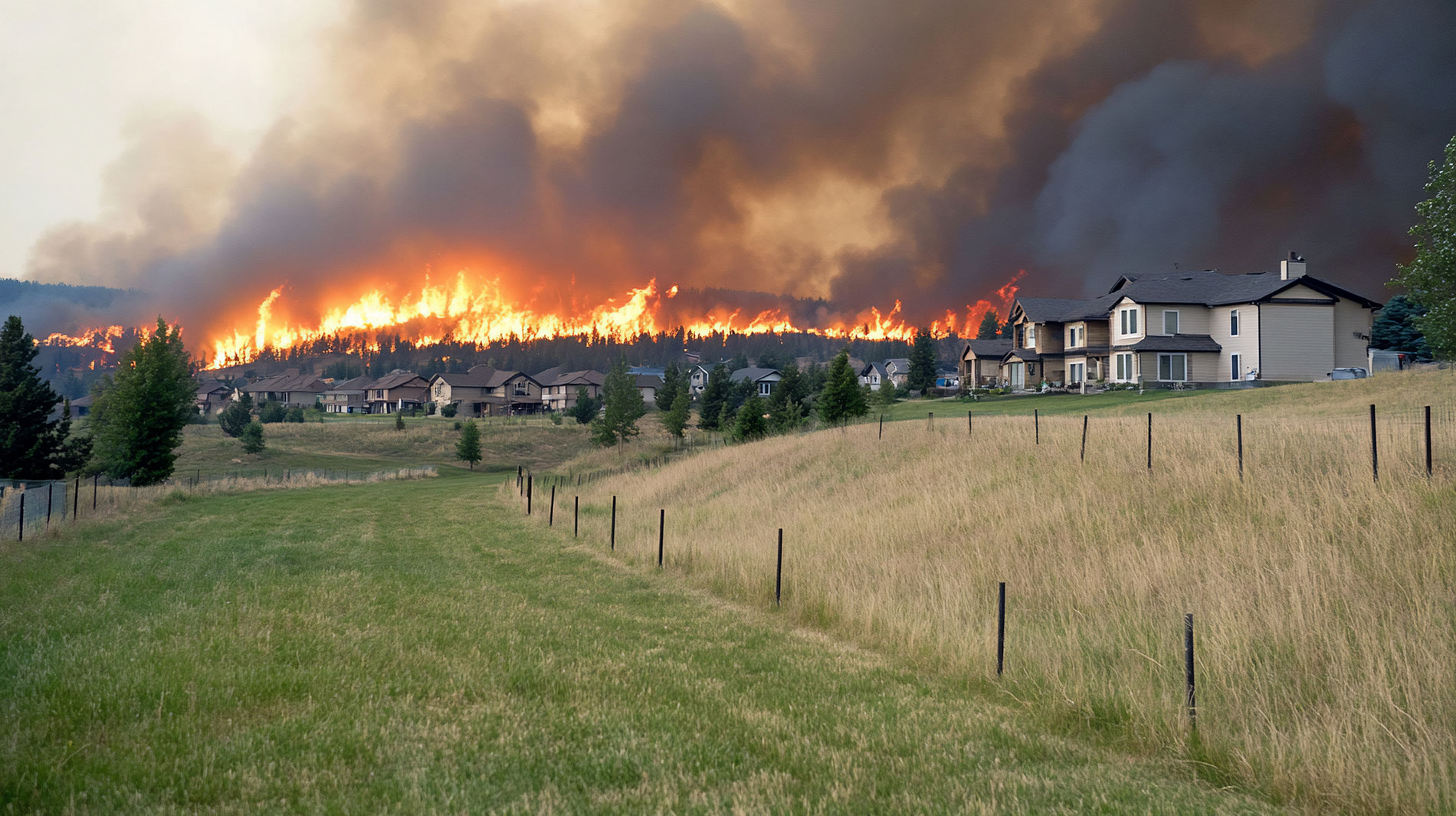 Incendio cerca de las casas